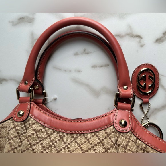 Authentic Gucci Diamante Sukey Canvas Tote Bag Brown - Picture 9 of 13